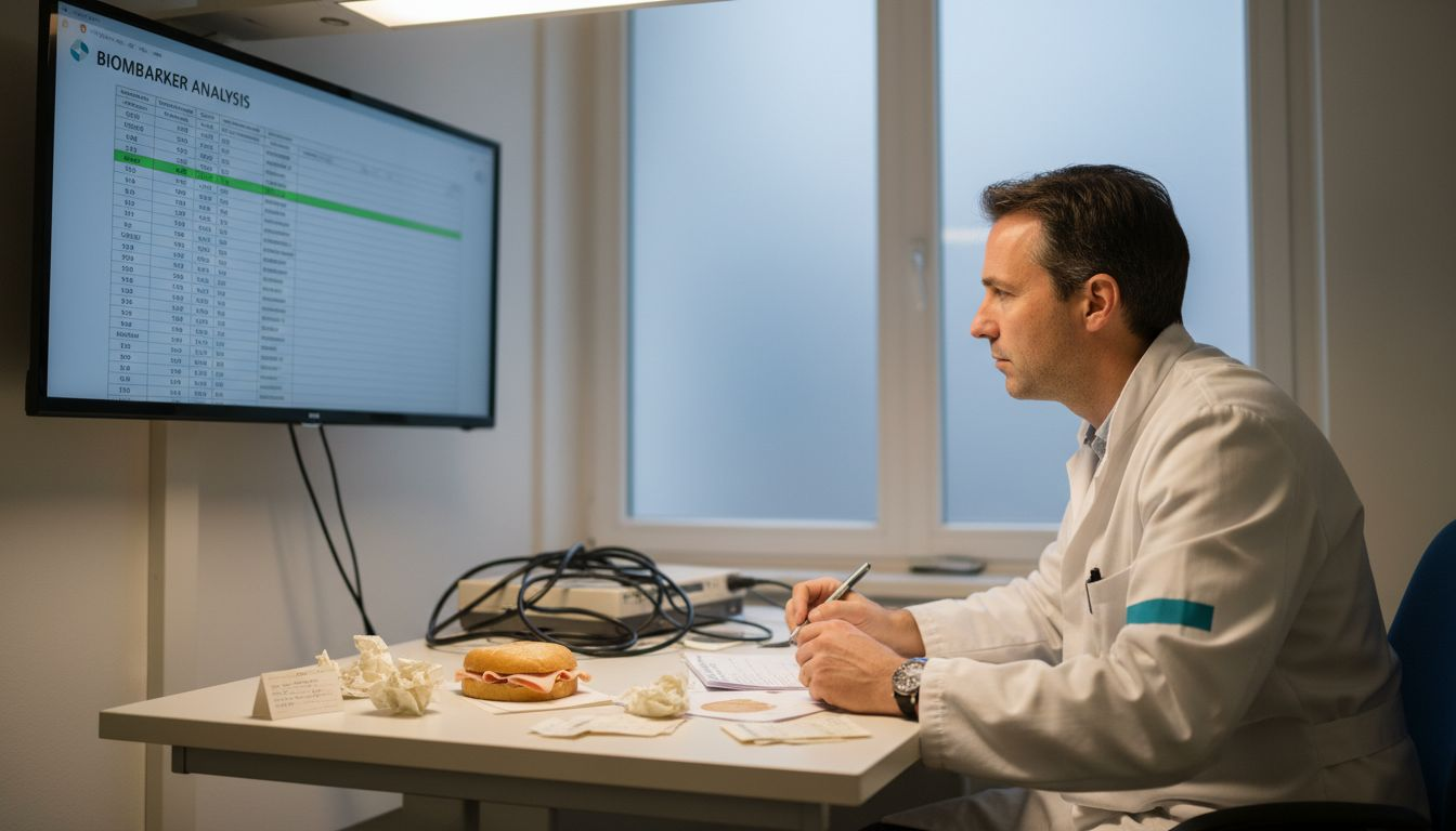 Provider reviewing biomarker results in Swiss clinic