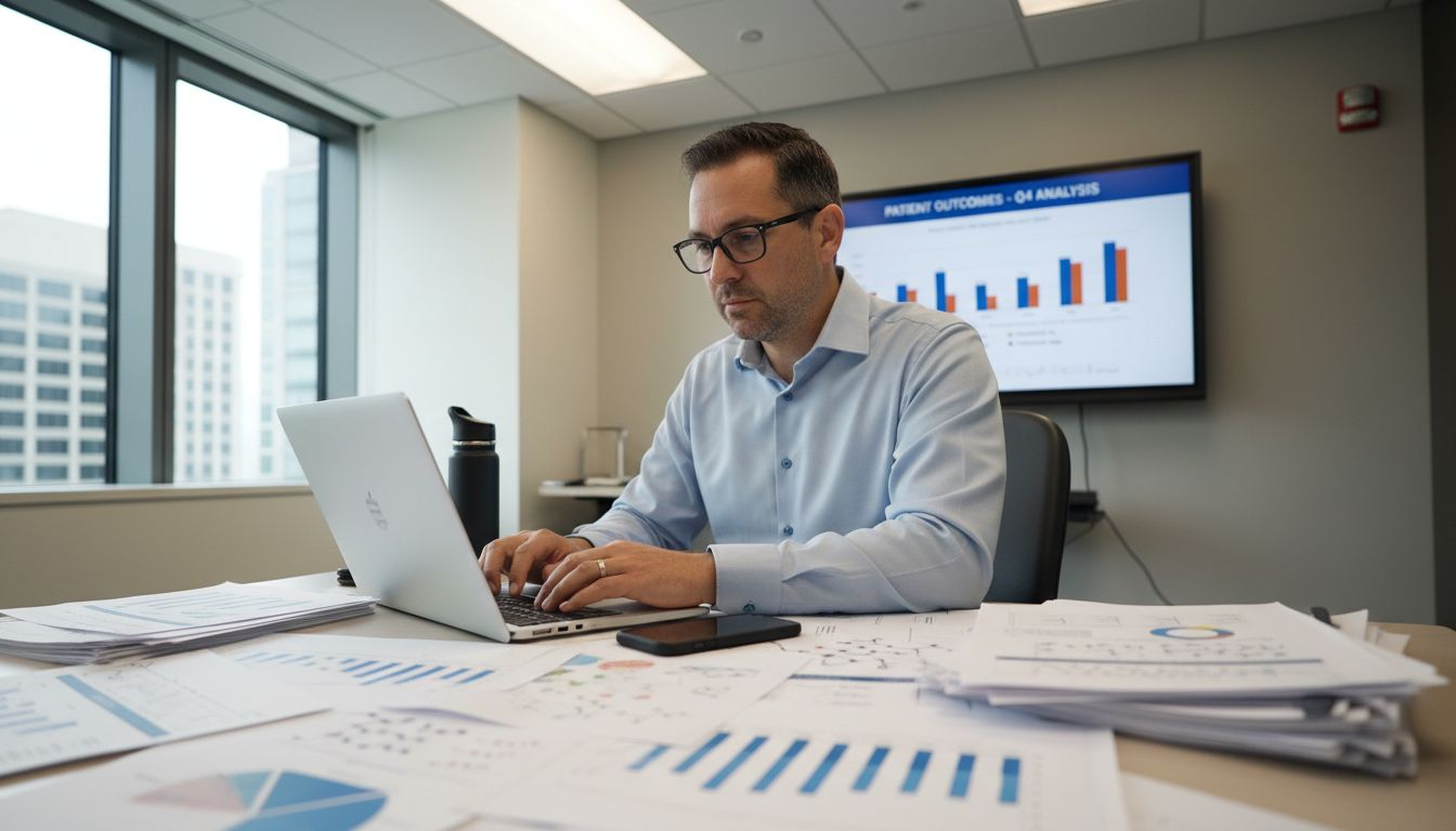 Analyst reviewing healthcare biomarker data