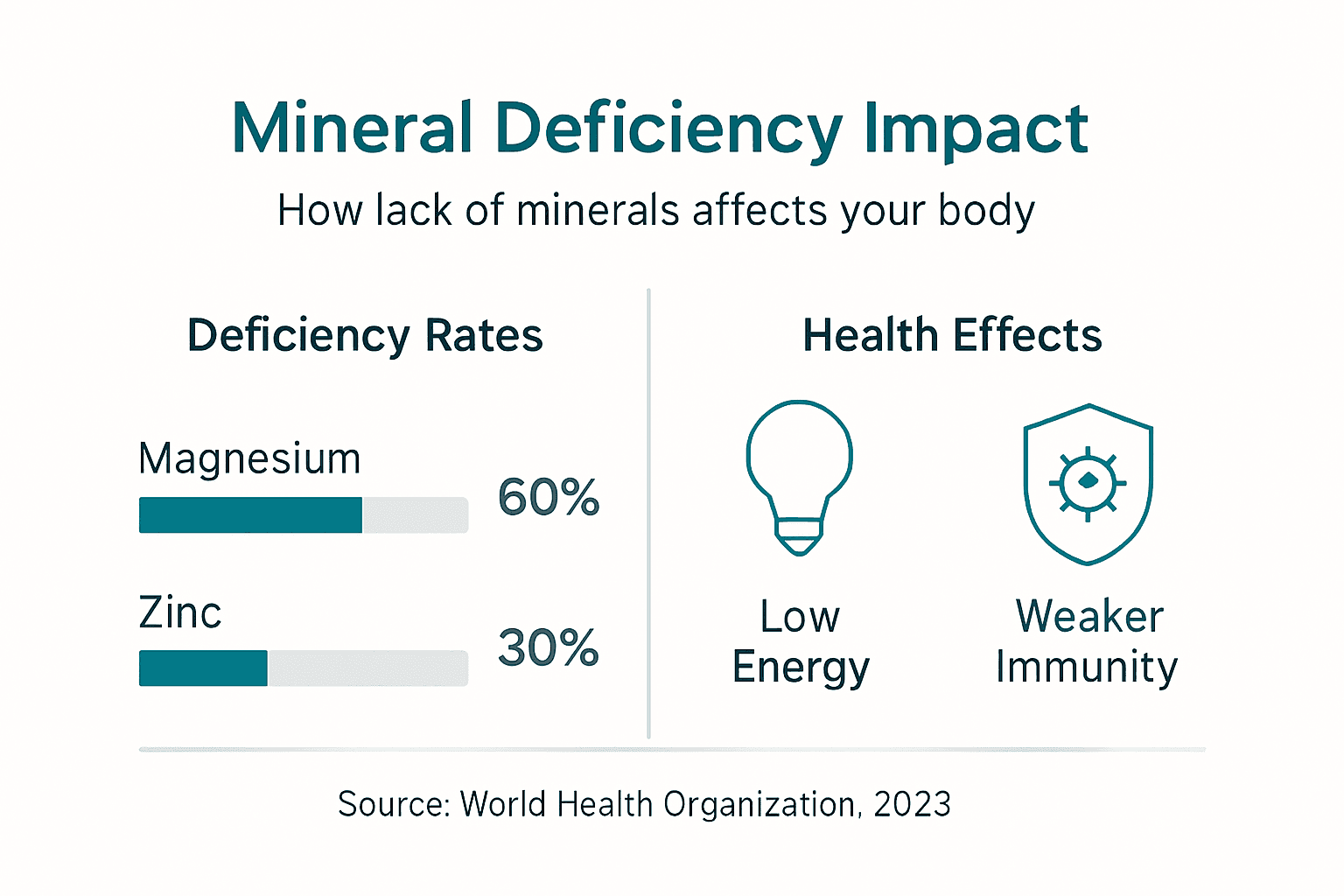 Infographic on mineral deficiency and health effects