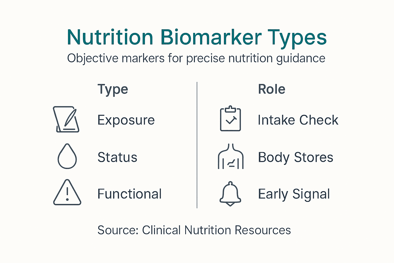 Infographic outlining biomarker types and roles