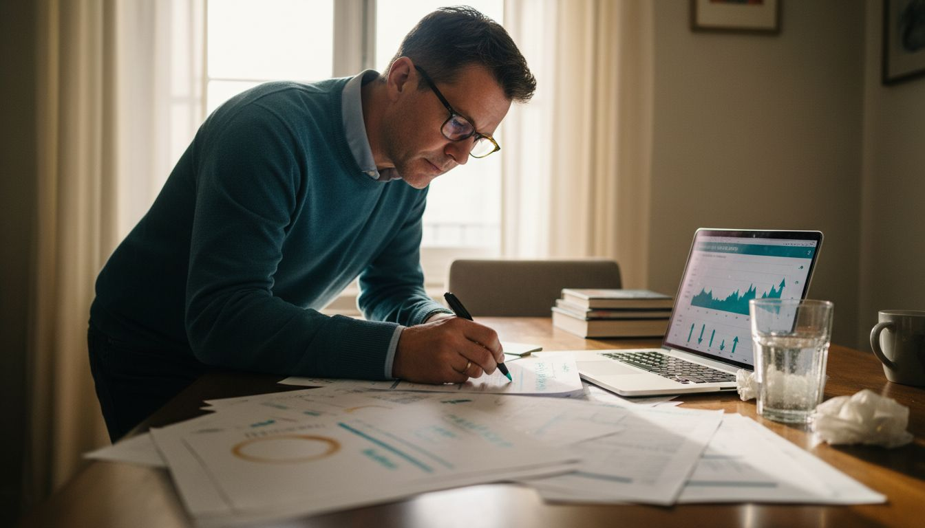 Man reviewing biomarker results at home table