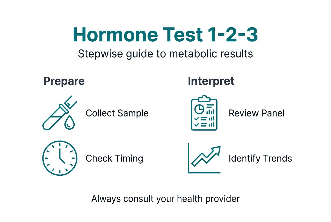 Infographic outlining hormone test process and interpretation