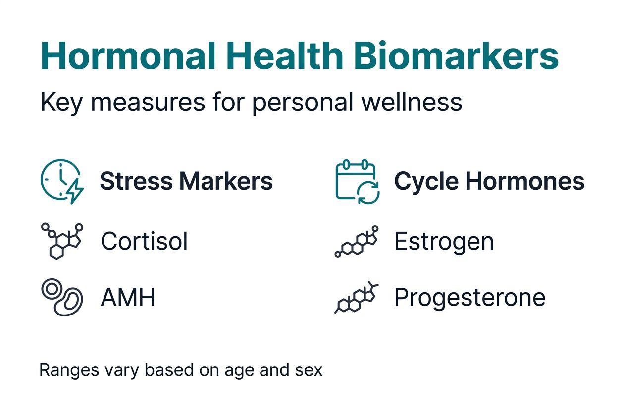 Infographic showing hormonal health biomarkers