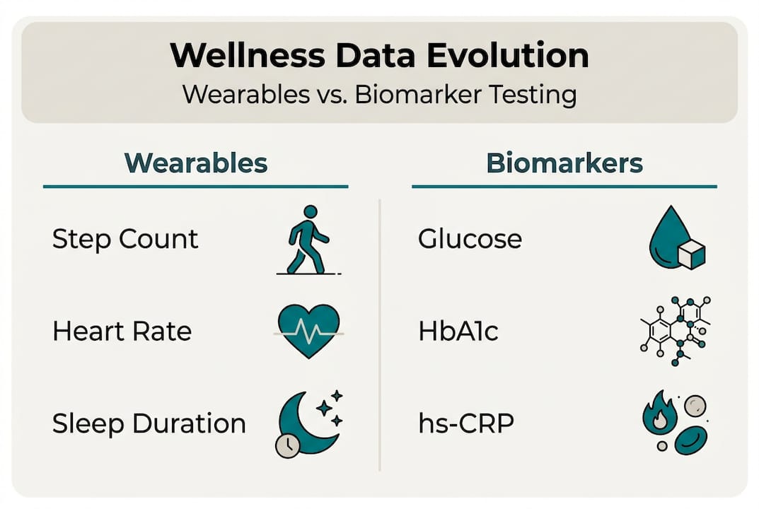 Infographic comparing wearables and biomarker data