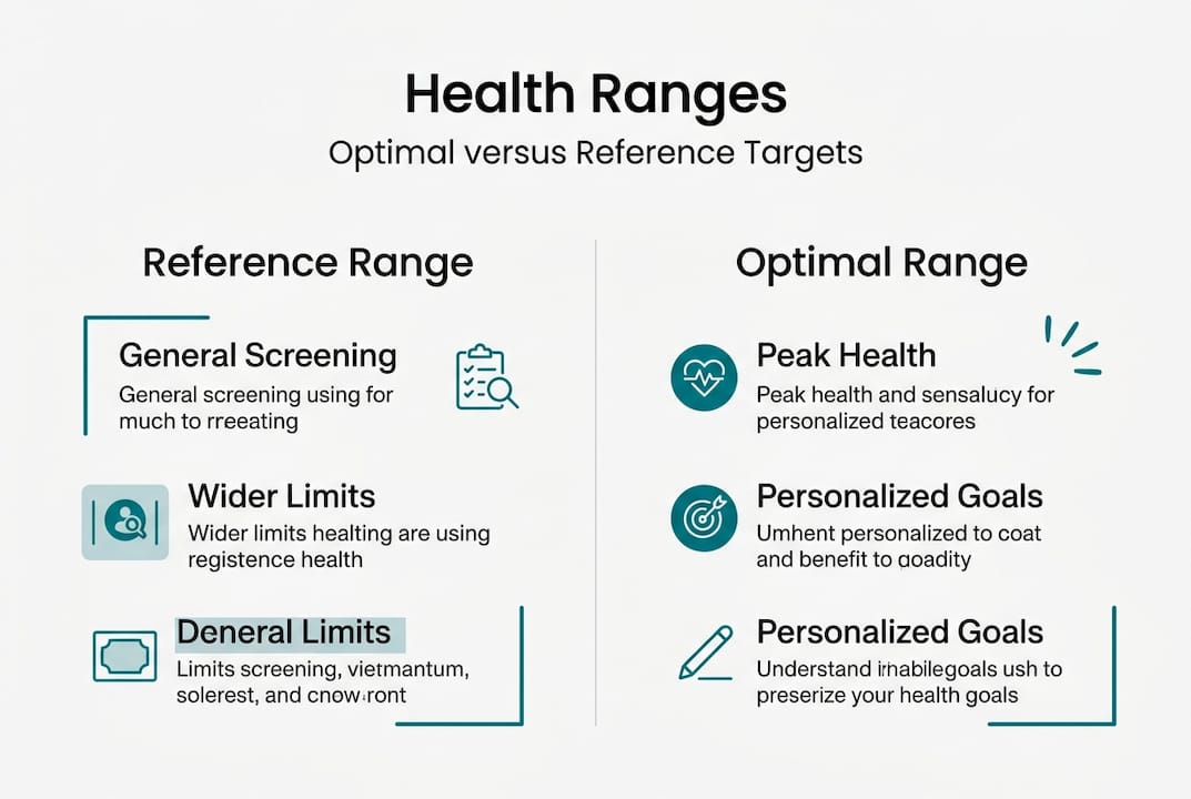 Infographic comparing optimal and reference health ranges