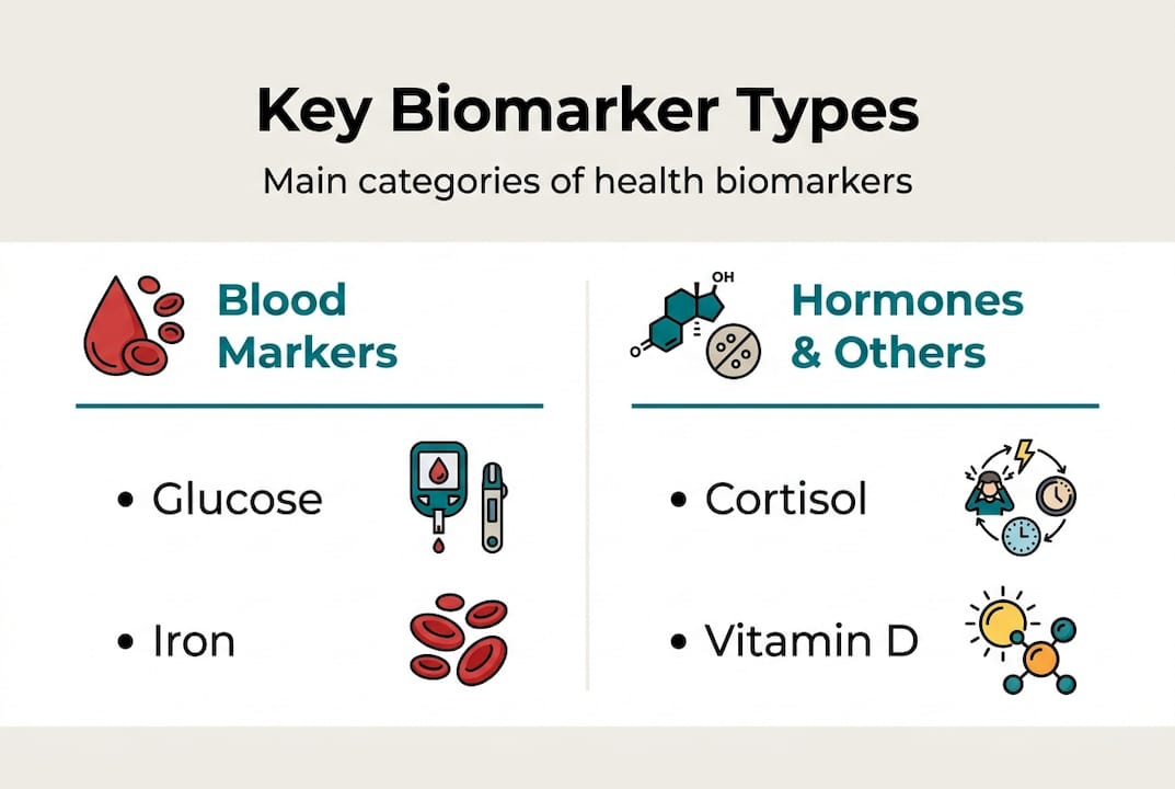 Infographic displaying main biomarker categories