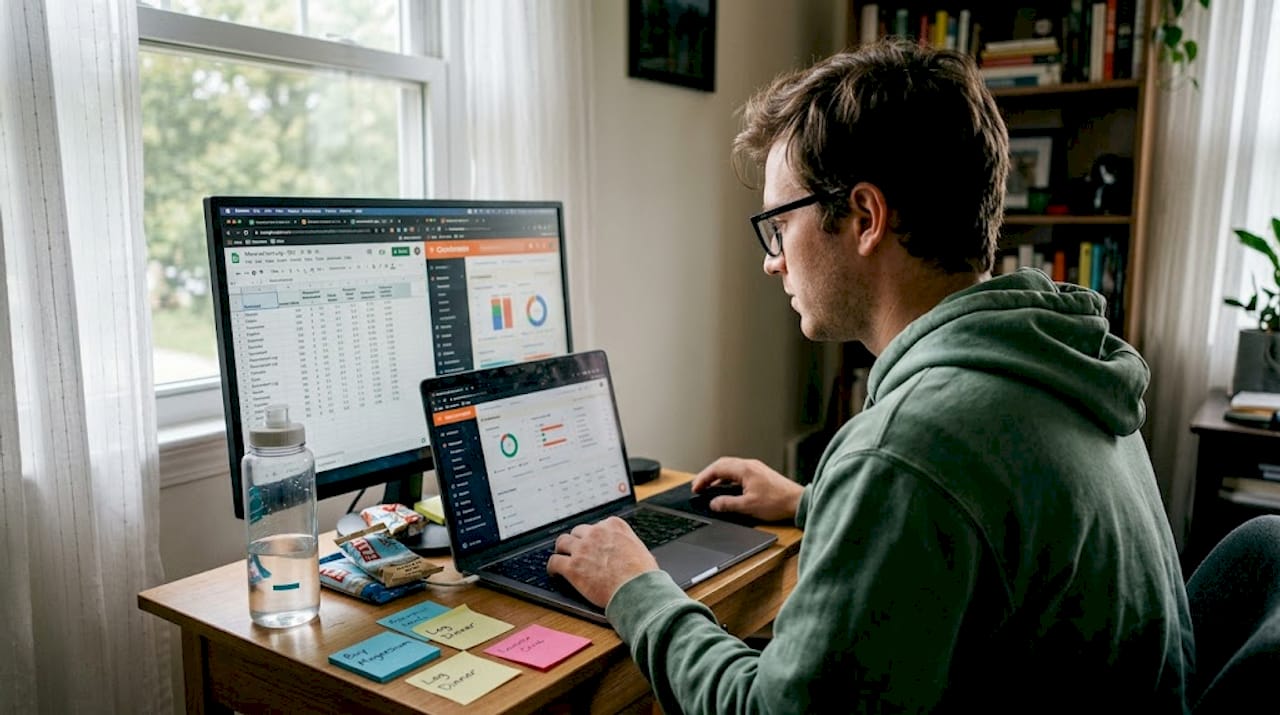 Man checking micronutrient intake on laptop