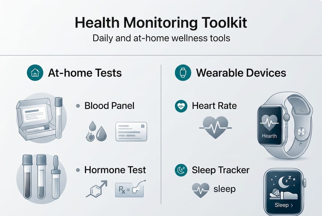 Infographic showing health monitoring tools
