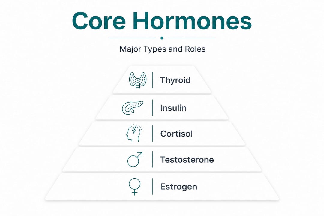 Hierarchy infographic of core hormone types