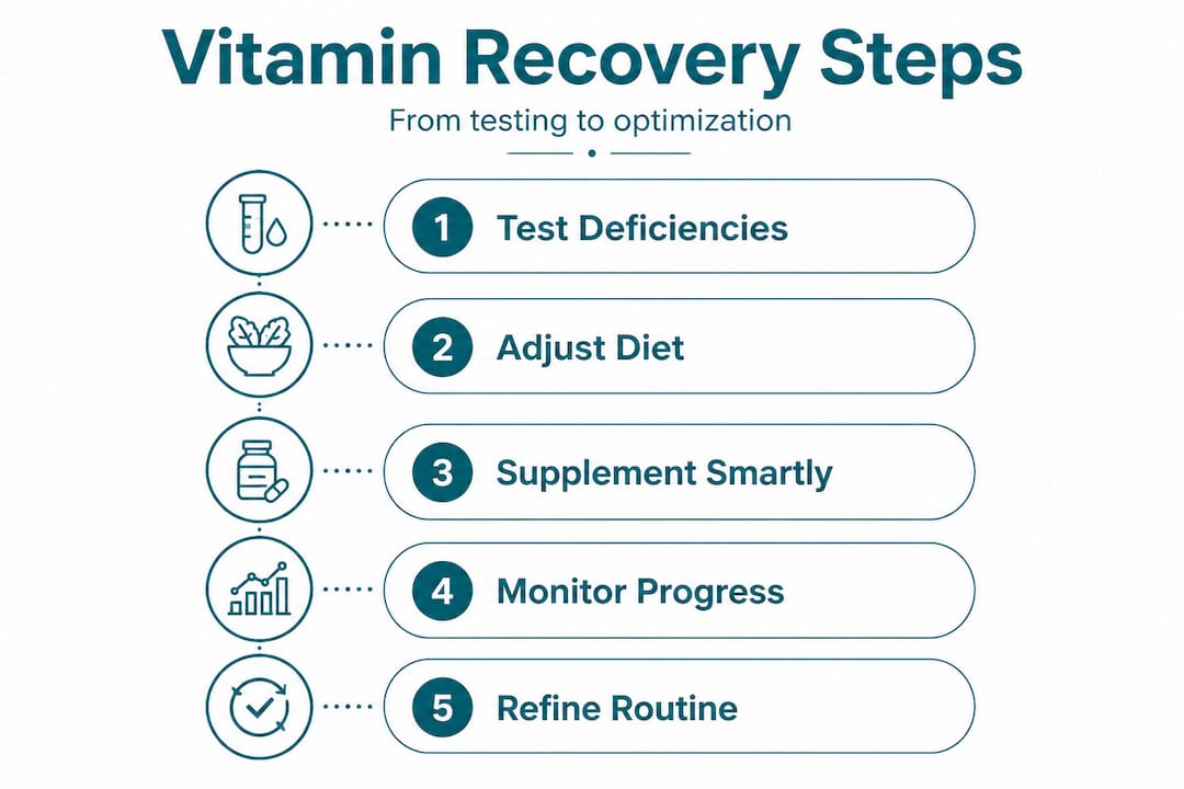 Infographic of vitamin recovery step-by-step process