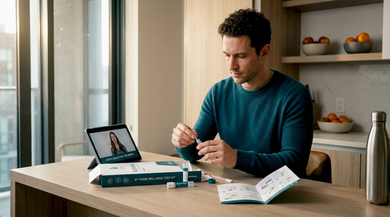 Man uses at-home biomarker test kit