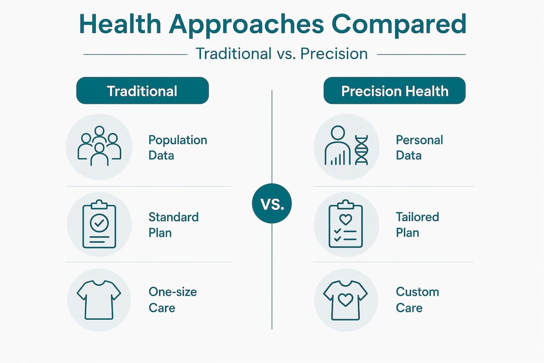 Infographic comparing traditional and precision health features