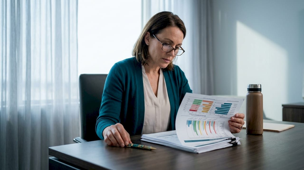 Clinician reviewing amino acid profile in office