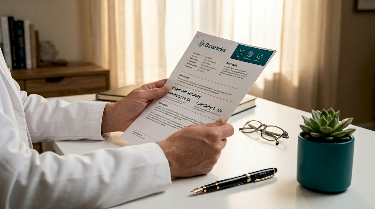 Clinician reviewing diagnostic test sensitivity values
