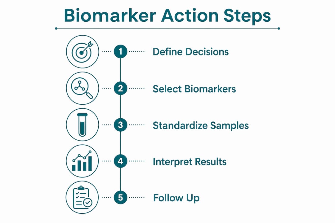 Infographic showing biomarker action plan workflow