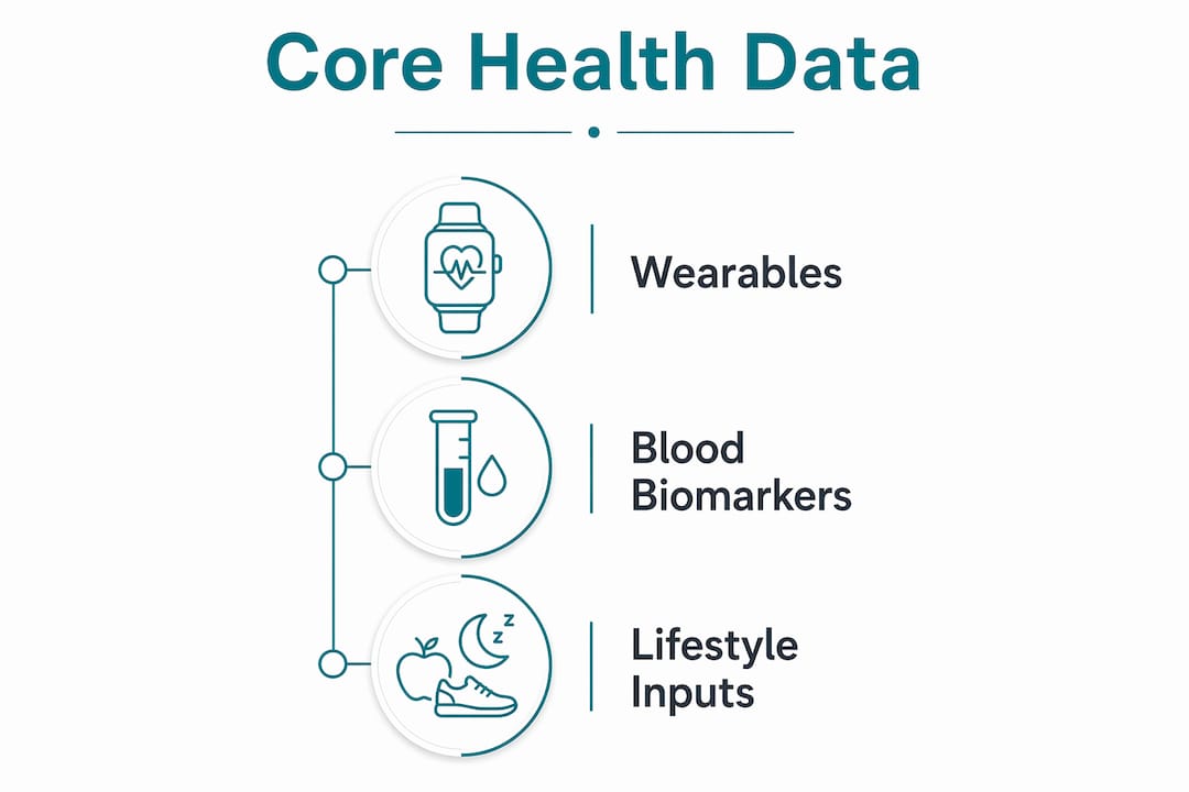 Infographic illustrating three core health data categories