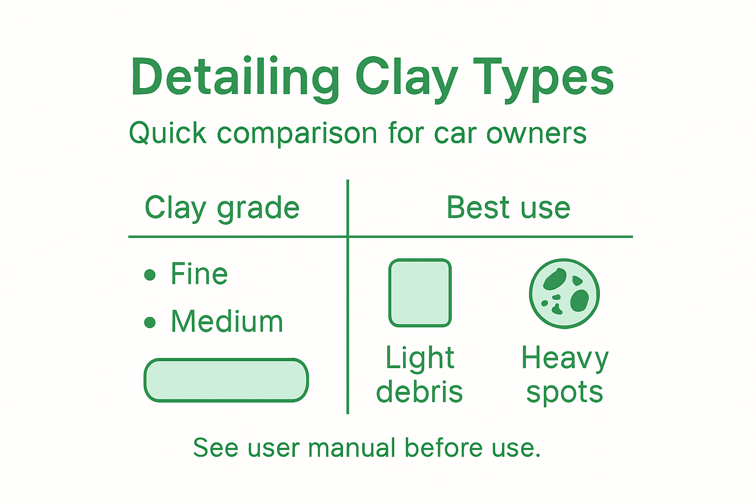 Infographic comparing detailing clay types