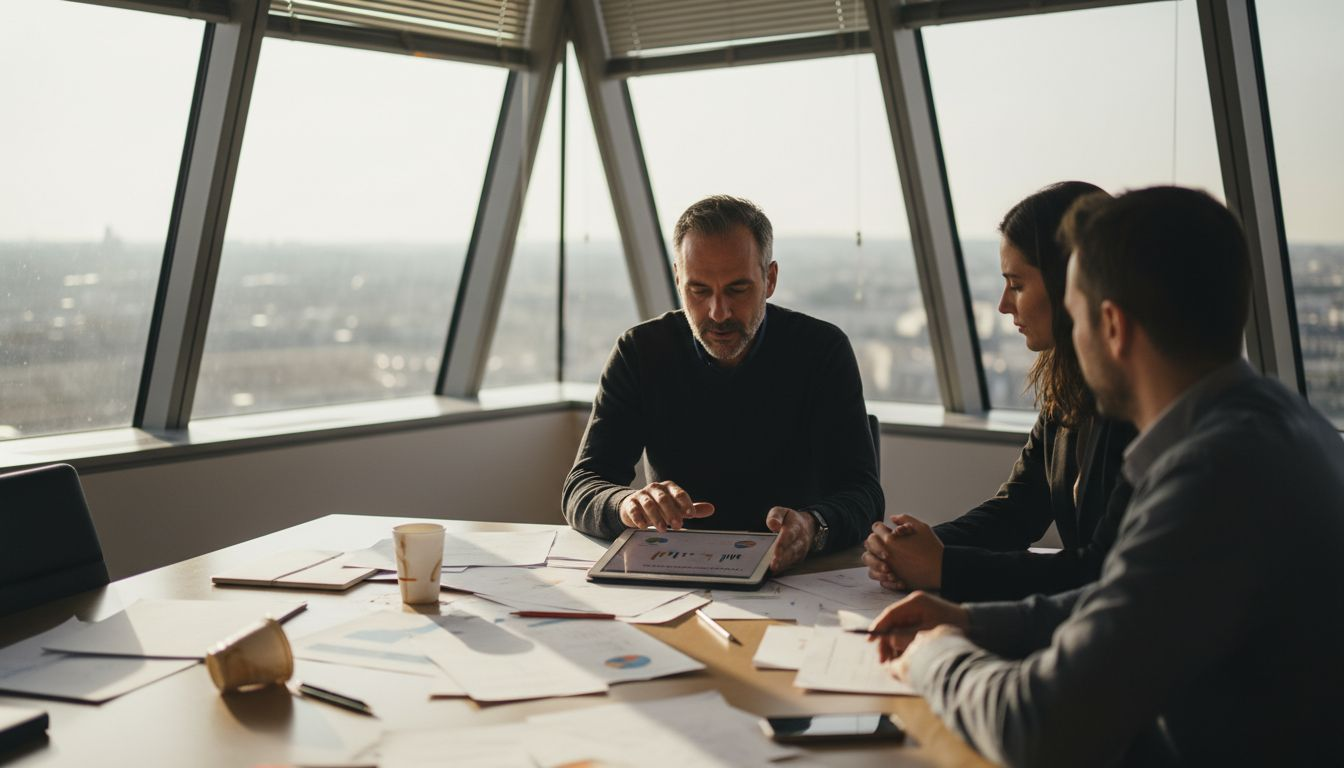 Responsable de projet lors d'une réunion dans un bureau baigné de lumière