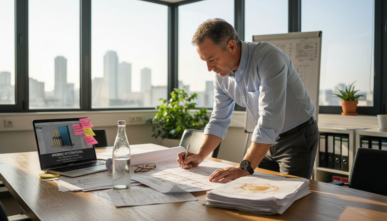 Le responsable des installations examine les résultats de l’audit énergétique de son espace de travail.