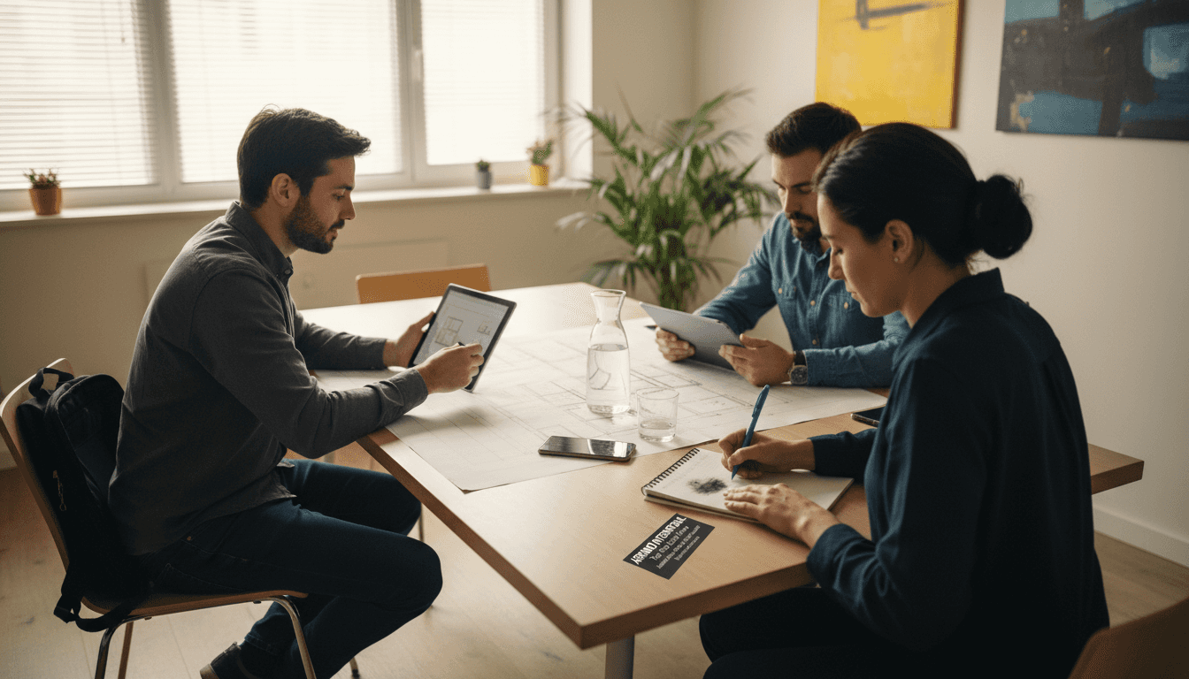 Les techniciens passent en revue les plans des futurs bâtiments.