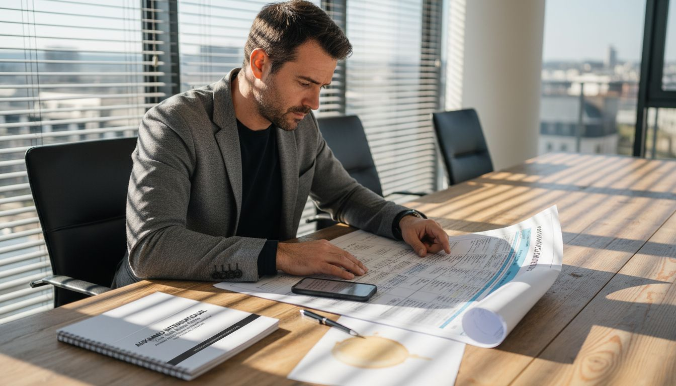 Responsable de projet en train d'étudier le calendrier d’un programme immobilier