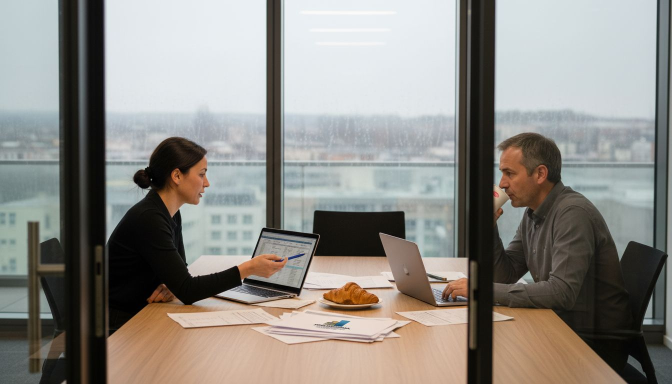 Des gestionnaires immobiliers échangent autour d’une table pour faire le point sur les résultats et la performance.