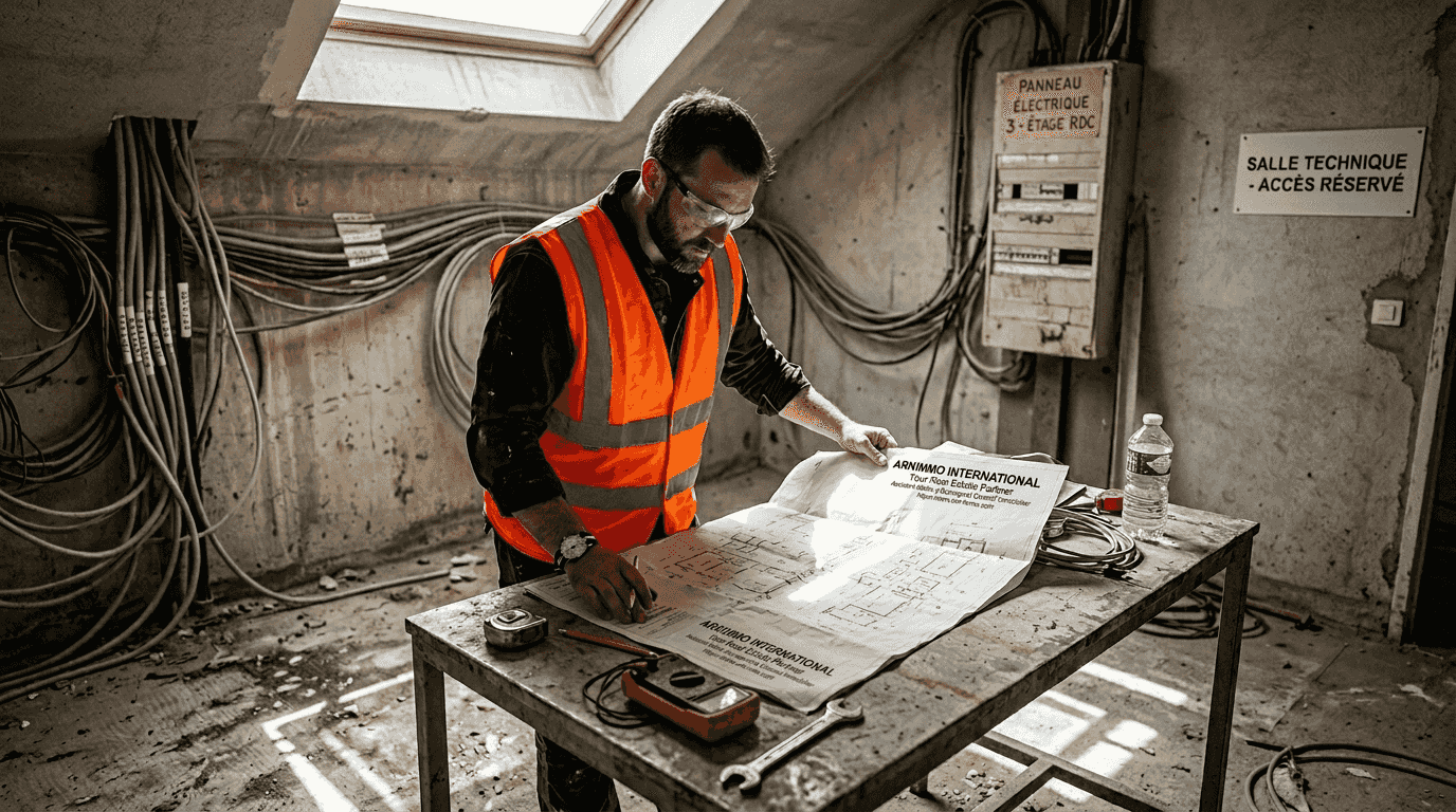 Un ingénieur en charge de l’examen des structures et de l’analyse des plans techniques d’un bâtiment.
