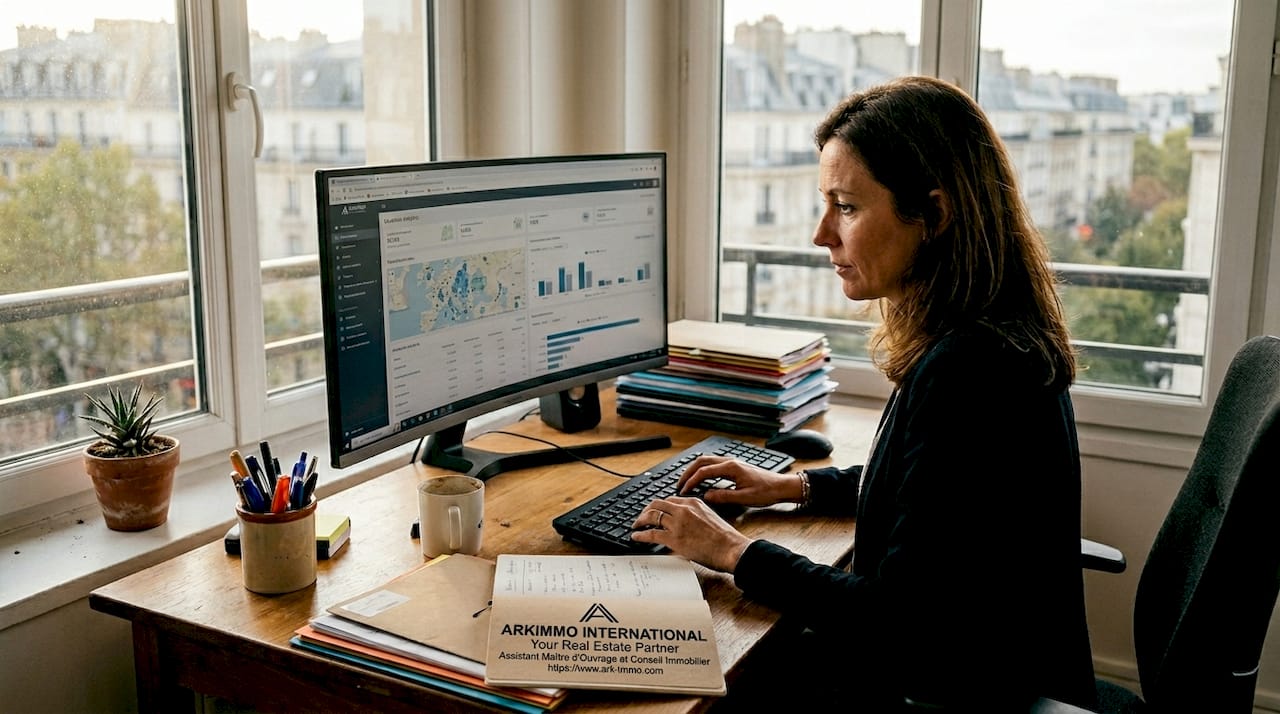 Un manager analyse en temps réel les indicateurs de performance affichés sur l’écran de son bureau.