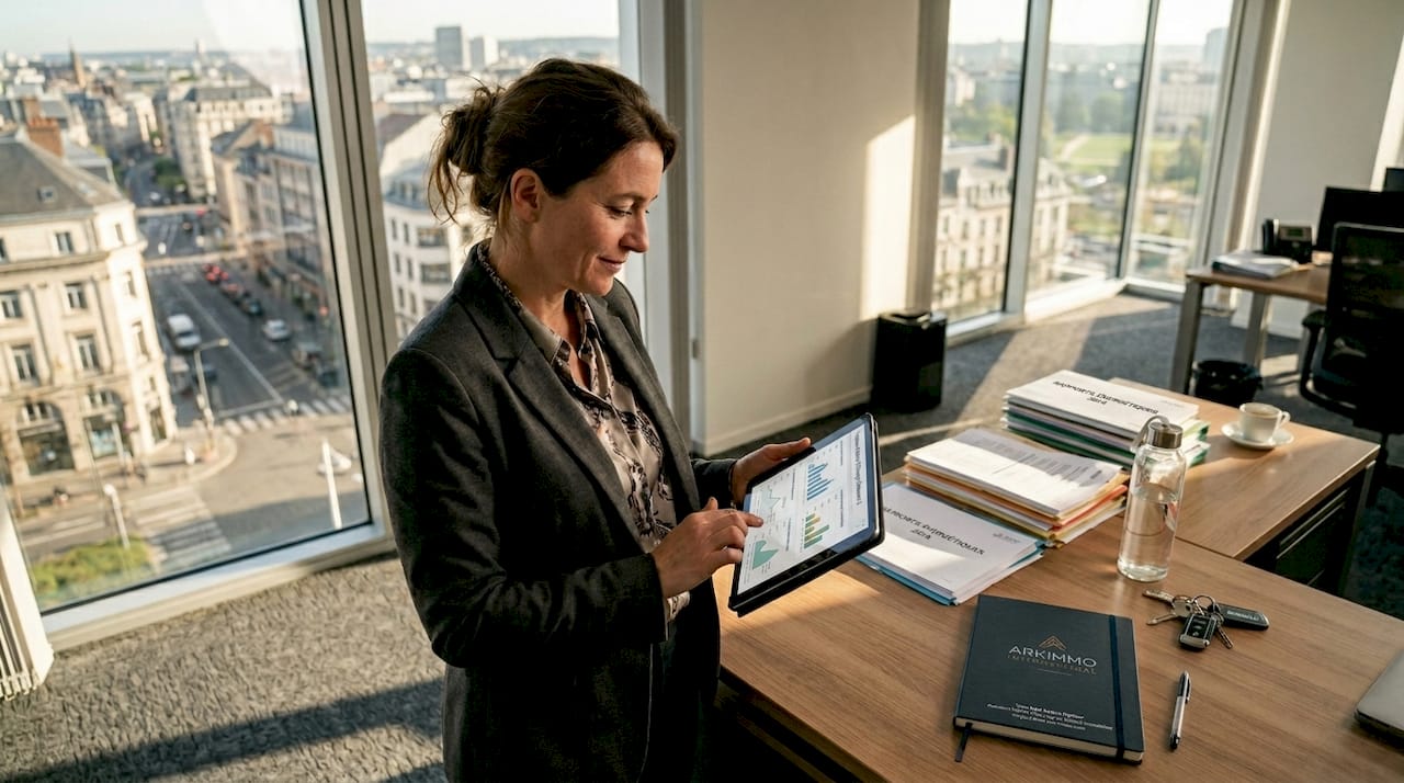 Le responsable administratif consulte le tableau de bord énergétique pour suivre la consommation du bureau.