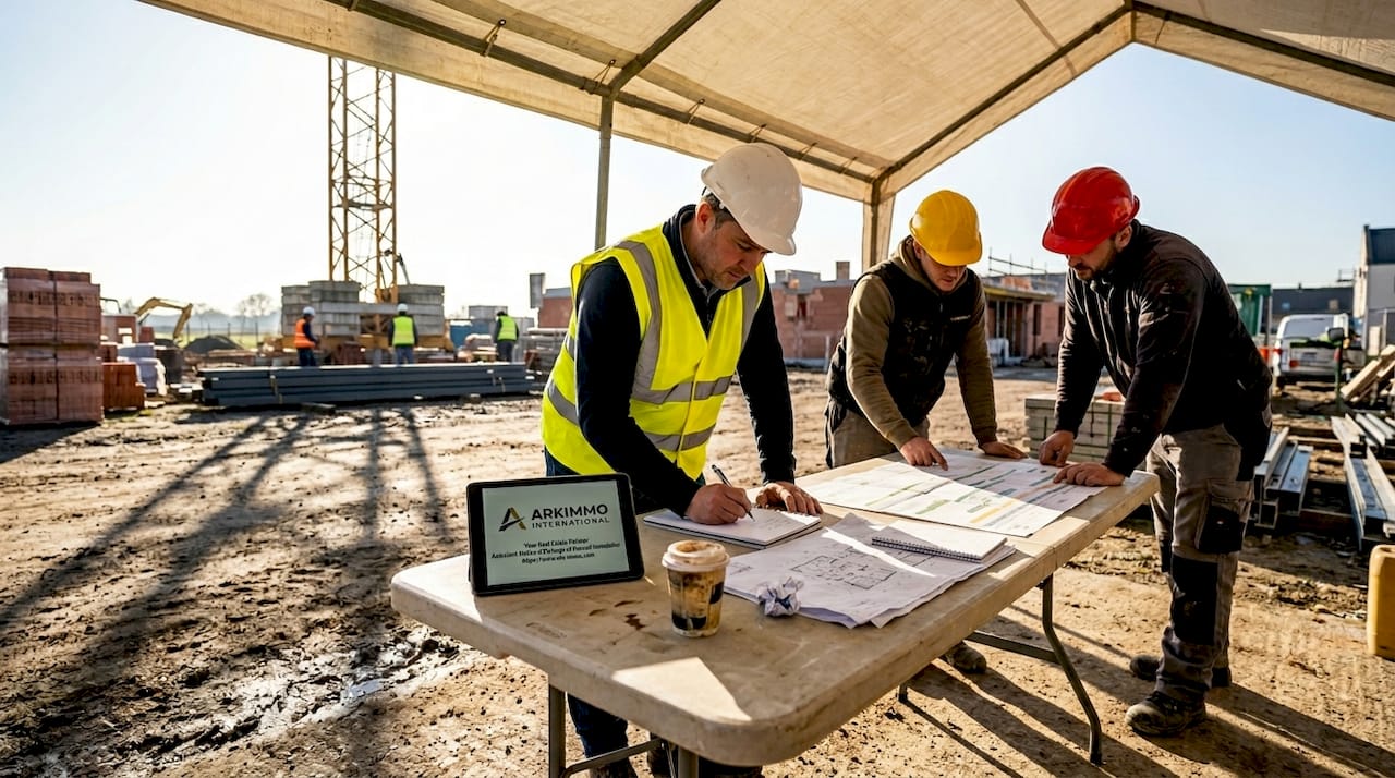 Le conducteur de travaux fait le point avec l’équipe lors d’une réunion de coordination.