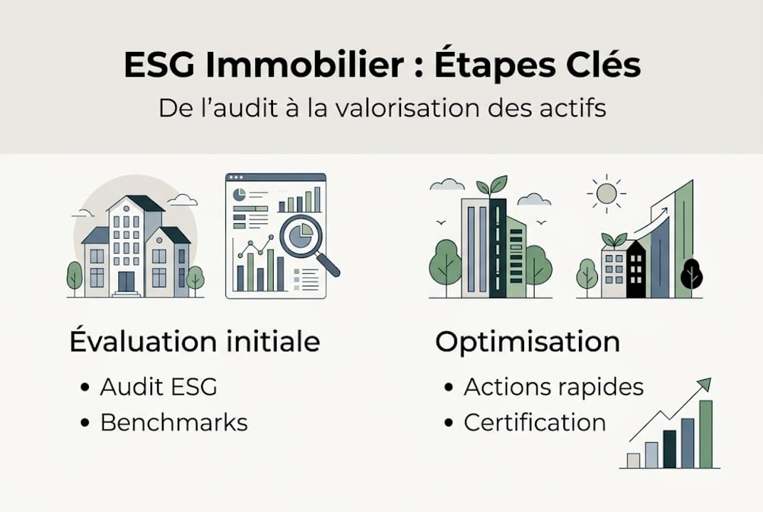 Schéma simplifié des grandes étapes ESG dans l’immobilier