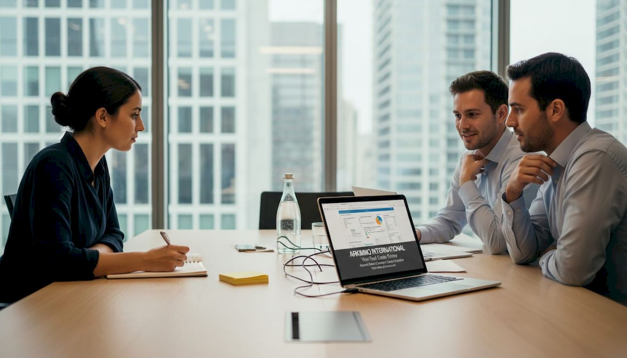 Des collègues échangent leurs idées autour d’un ordinateur portable pour élaborer un nouveau projet.