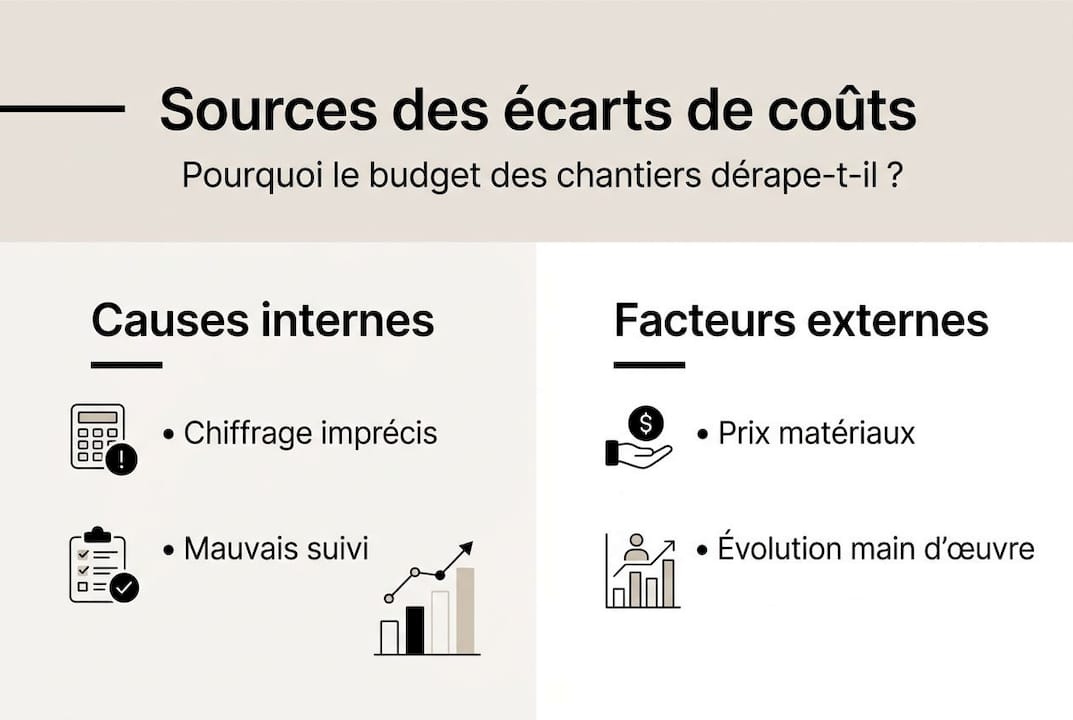 Infographie : les principales raisons des dépassements de coûts sur les chantiers