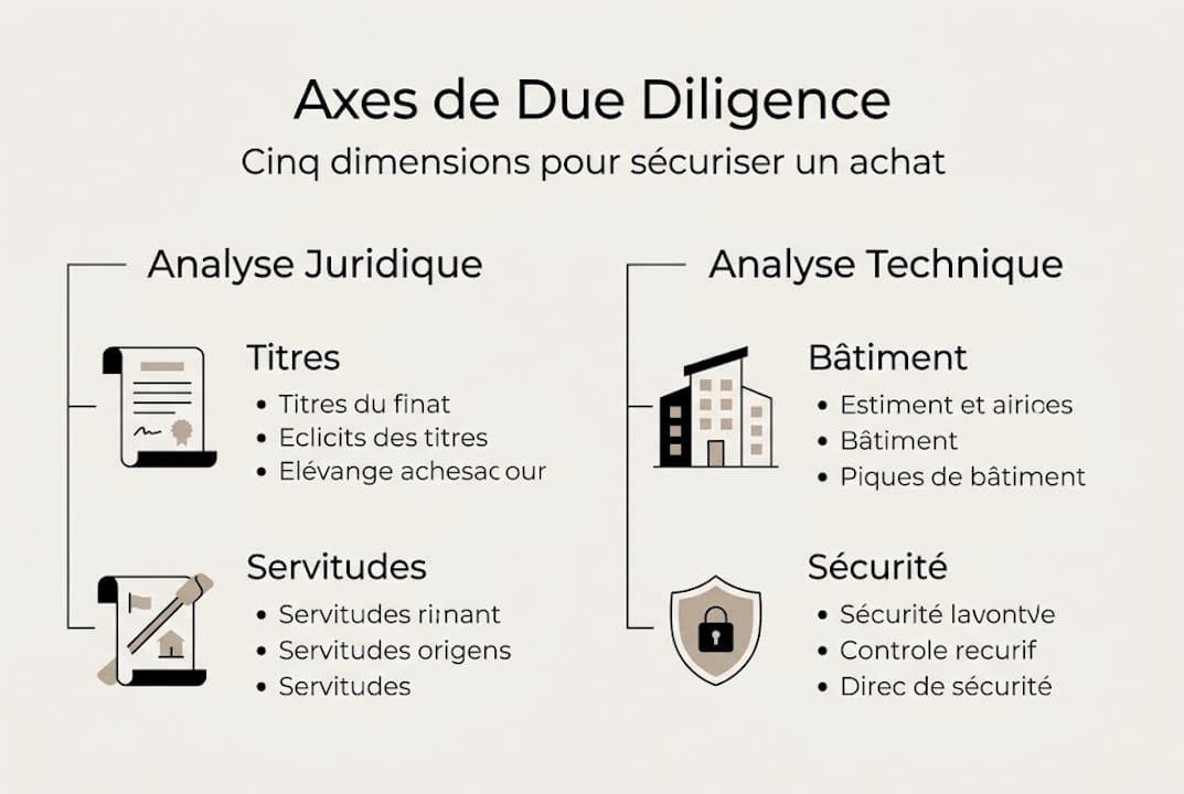 Infographie : les principaux axes de l’analyse de due diligence en immobilier