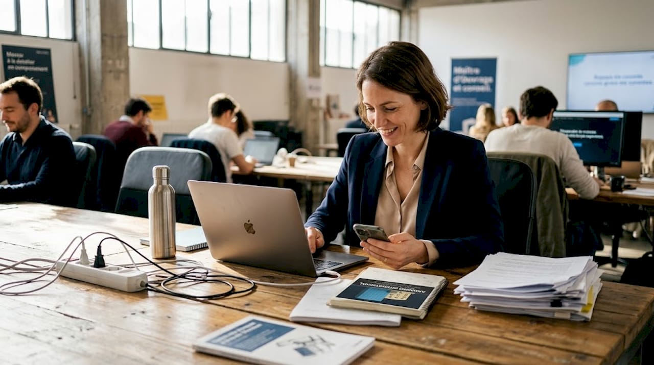 Un responsable de site qui optimise la gestion des bâtiments grâce à des outils numériques de gestion des processus.