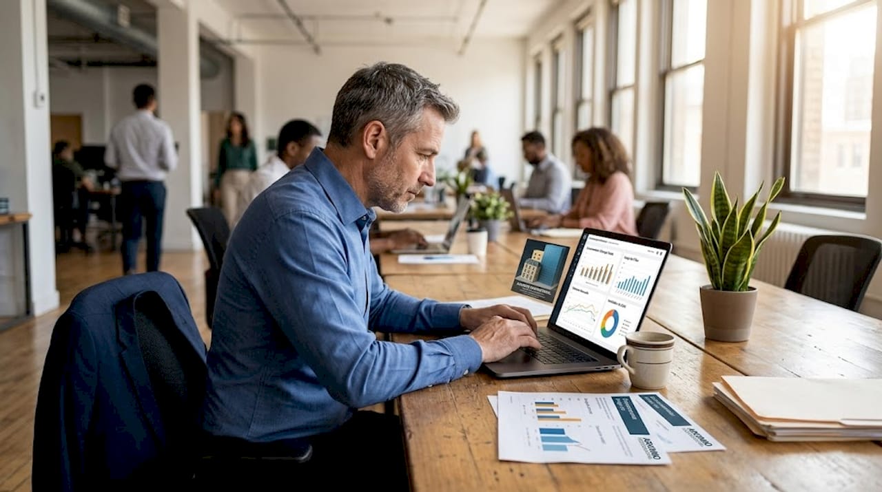 Le responsable des bâtiments examine les données du tableau de bord énergétique pour optimiser la consommation.