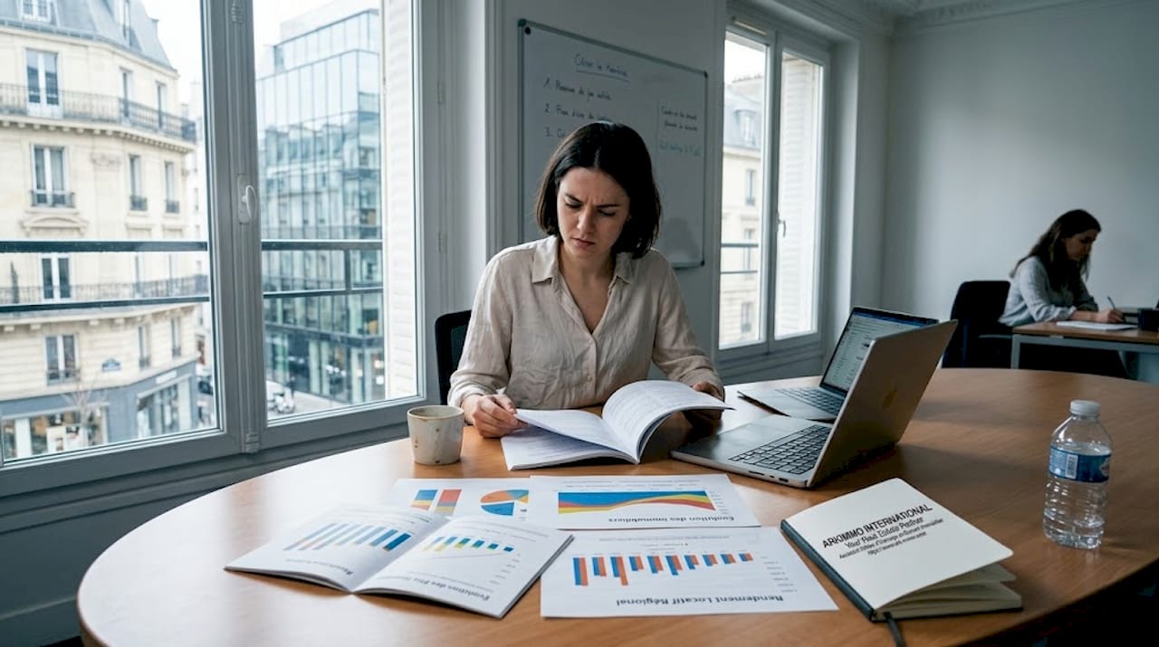 Un expert analyse attentivement un rapport d’évaluation immobilière afin d’en déterminer la valeur réelle.