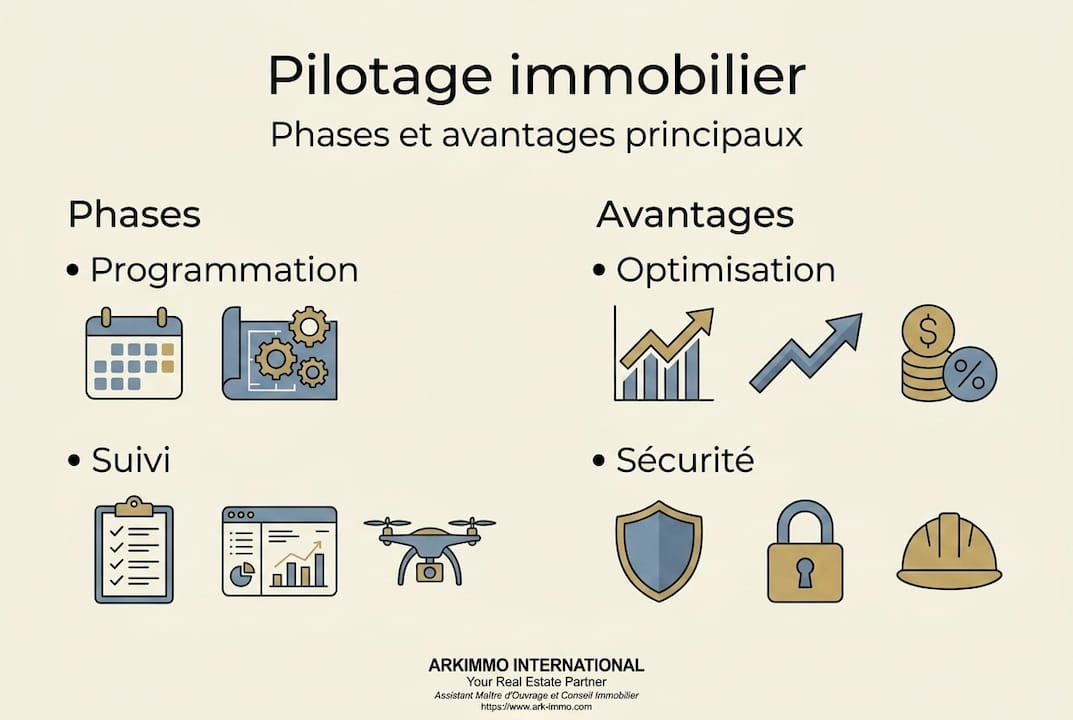 Infographie : les étapes clés et les bénéfices du pilotage immobilier