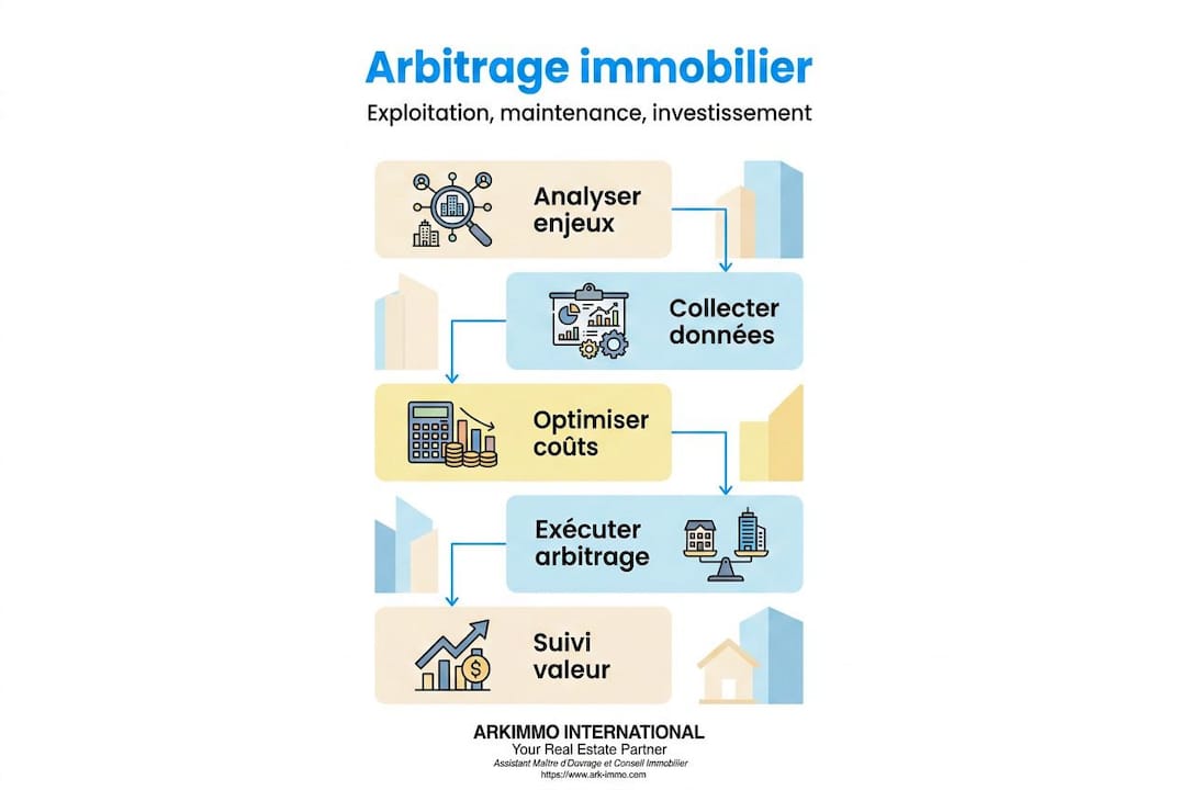 Découvrez les étapes clés de l’arbitrage immobilier à travers une infographie claire et pédagogique.