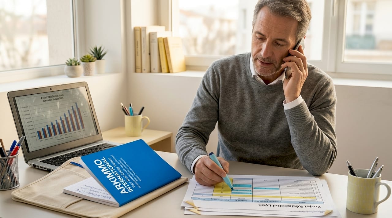 Au bureau, un agent immobilier met en évidence des données sur son tableau Excel.