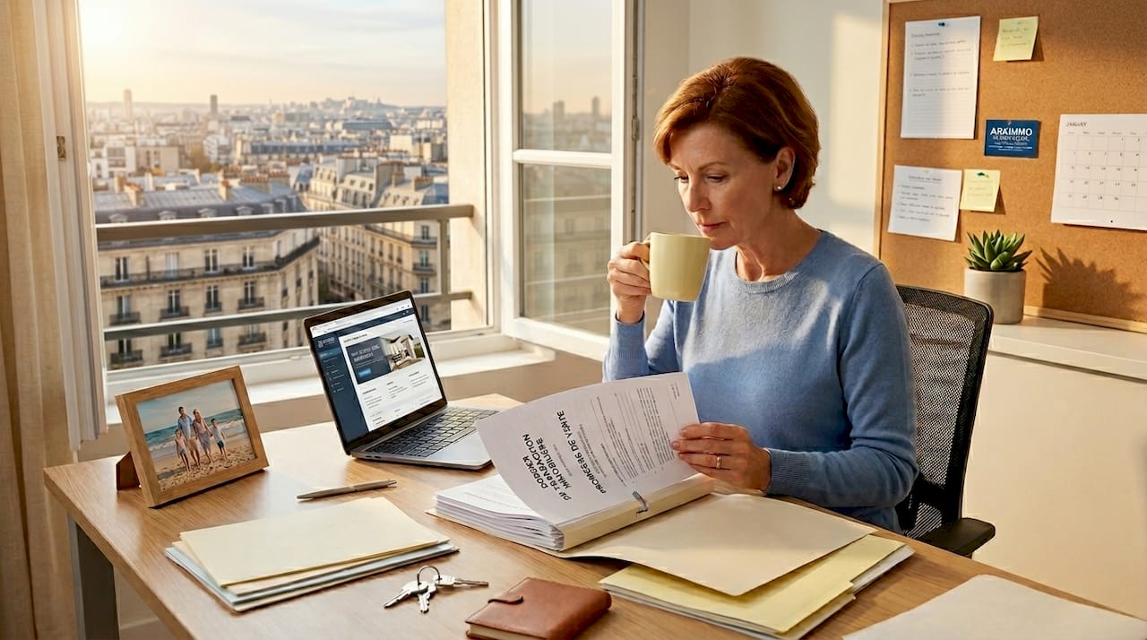 Un expert examine attentivement les documents liés à la transaction immobilière.