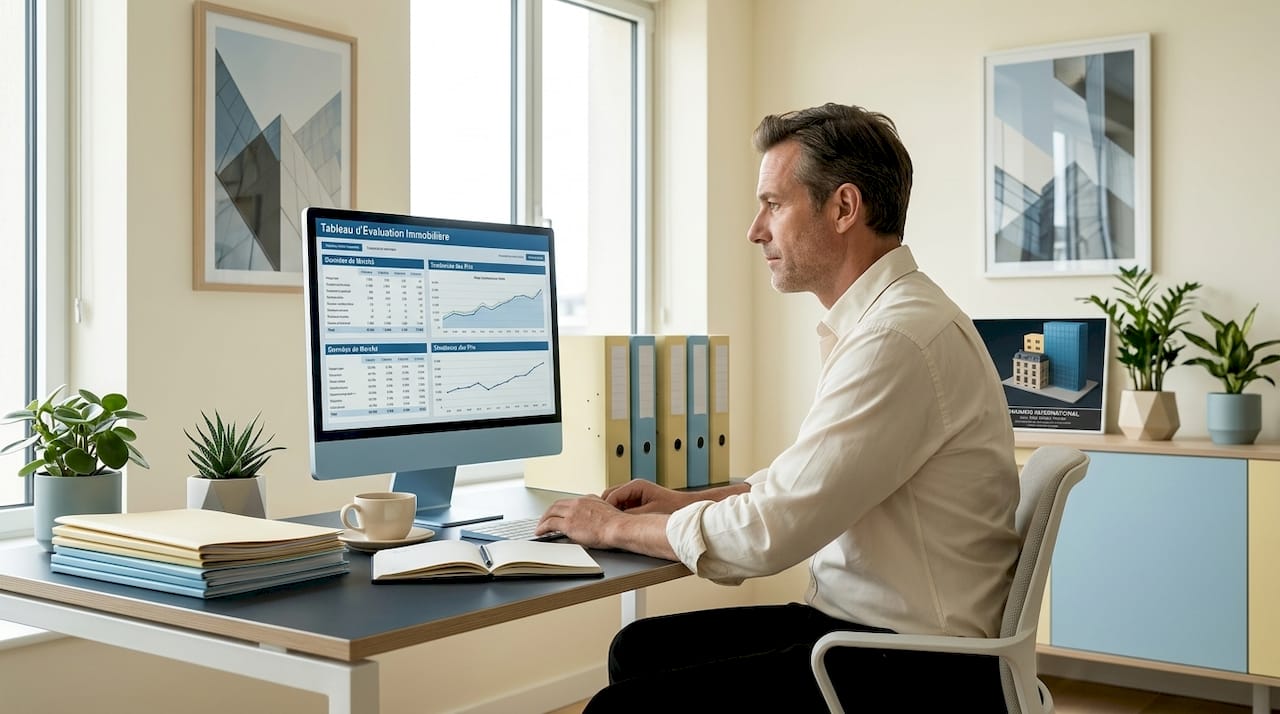 Un expert en immobilier en train d’analyser l’estimation d’un bien