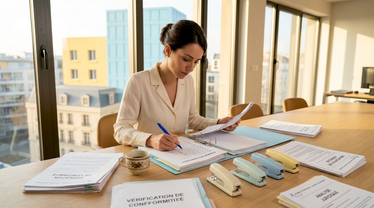 Le gestionnaire de copropriété passe en revue les documents annexes.