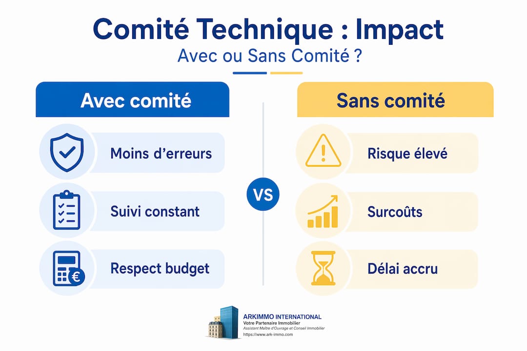Analyse comparative sur l’impact des comités techniques dans la gestion immobilière, illustrée par des exemples concrets.