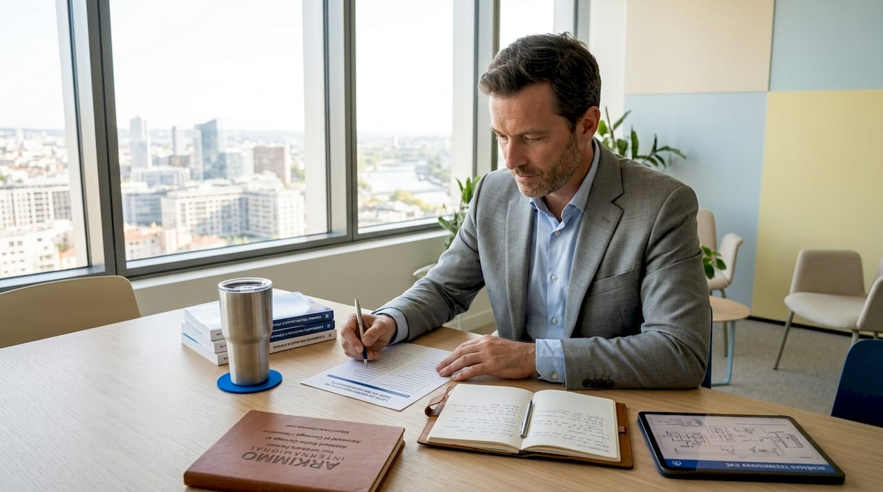 Le chef de projet passe en revue la liste de contrôle de mise en service.