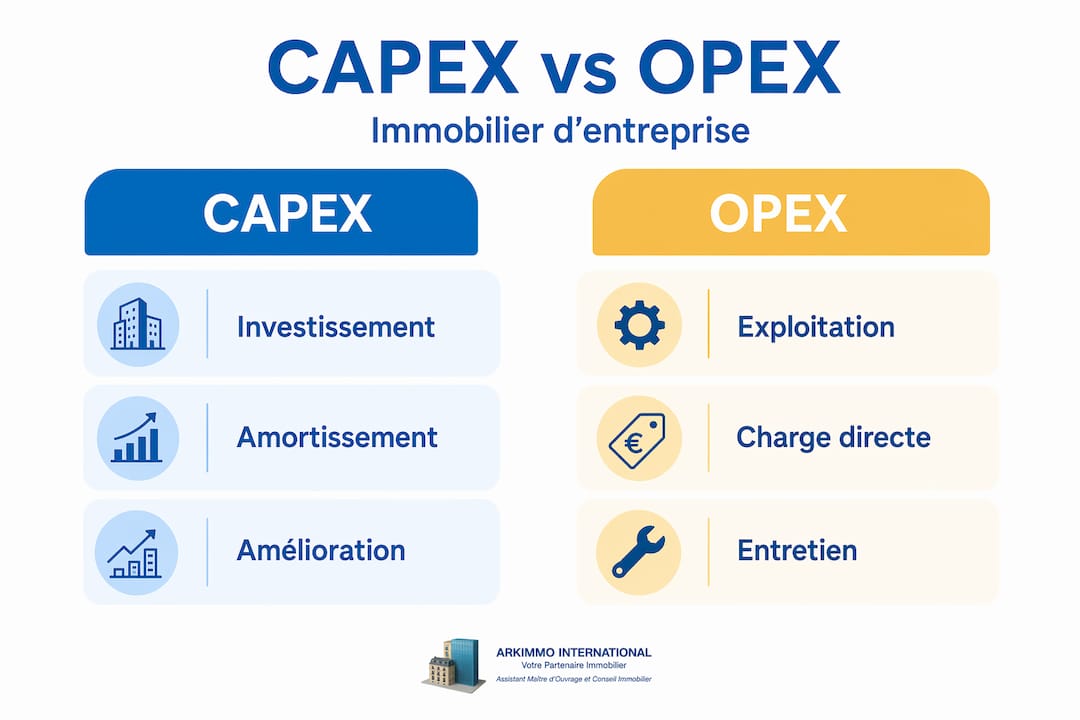 Infographie : comprendre la différence entre investissements CAPEX et dépenses OPEX dans l’immobilier d’entreprise