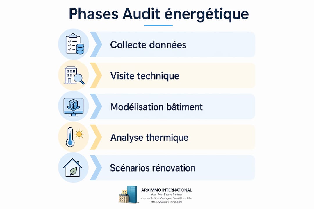 Infographie détaillant les différentes étapes d’un audit énergétique