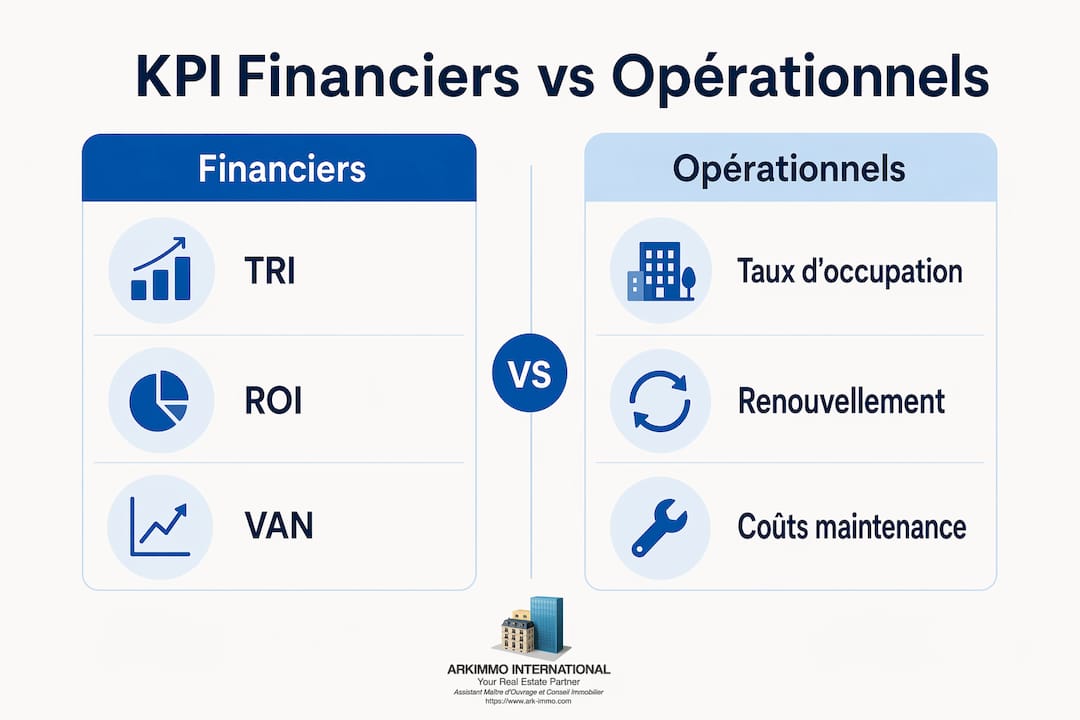 Visuel comparatif des indicateurs clés de performance financiers et opérationnels dans l’immobilier