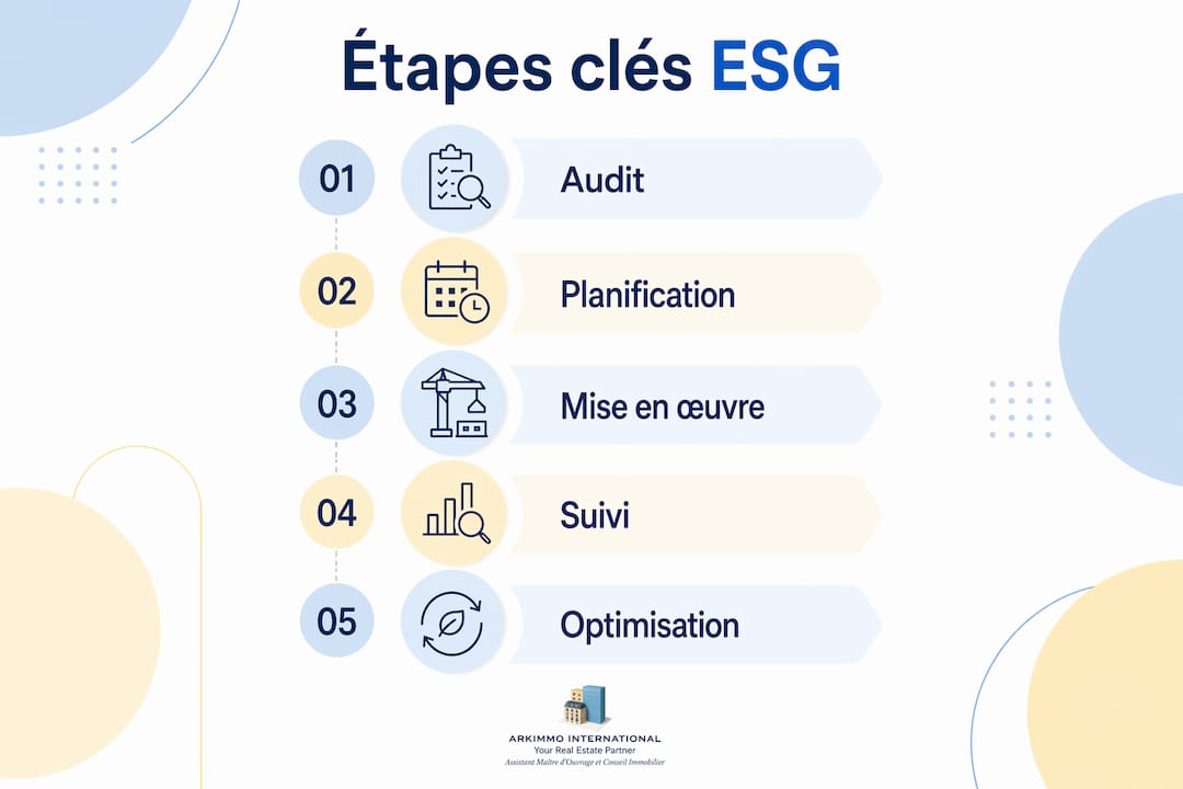 Découvrez en image les principales étapes pour intégrer les critères ESG dans votre démarche.