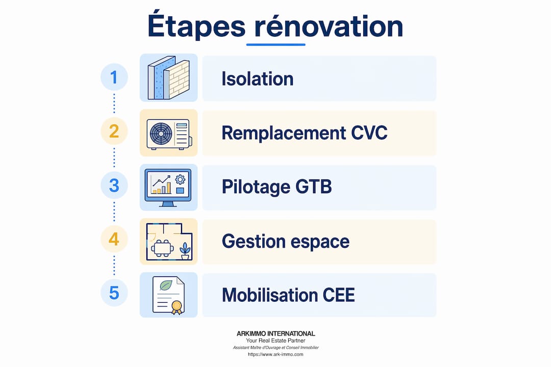Les grandes étapes d’un projet de rénovation dans le secteur tertiaire en un coup d’œil